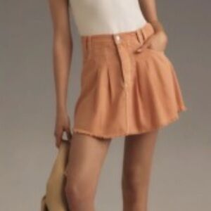 Anthropologie Pilcro women’s Denim NWT Mini Skirt Button Fly Ripped Orange